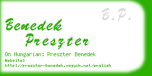 benedek preszter business card